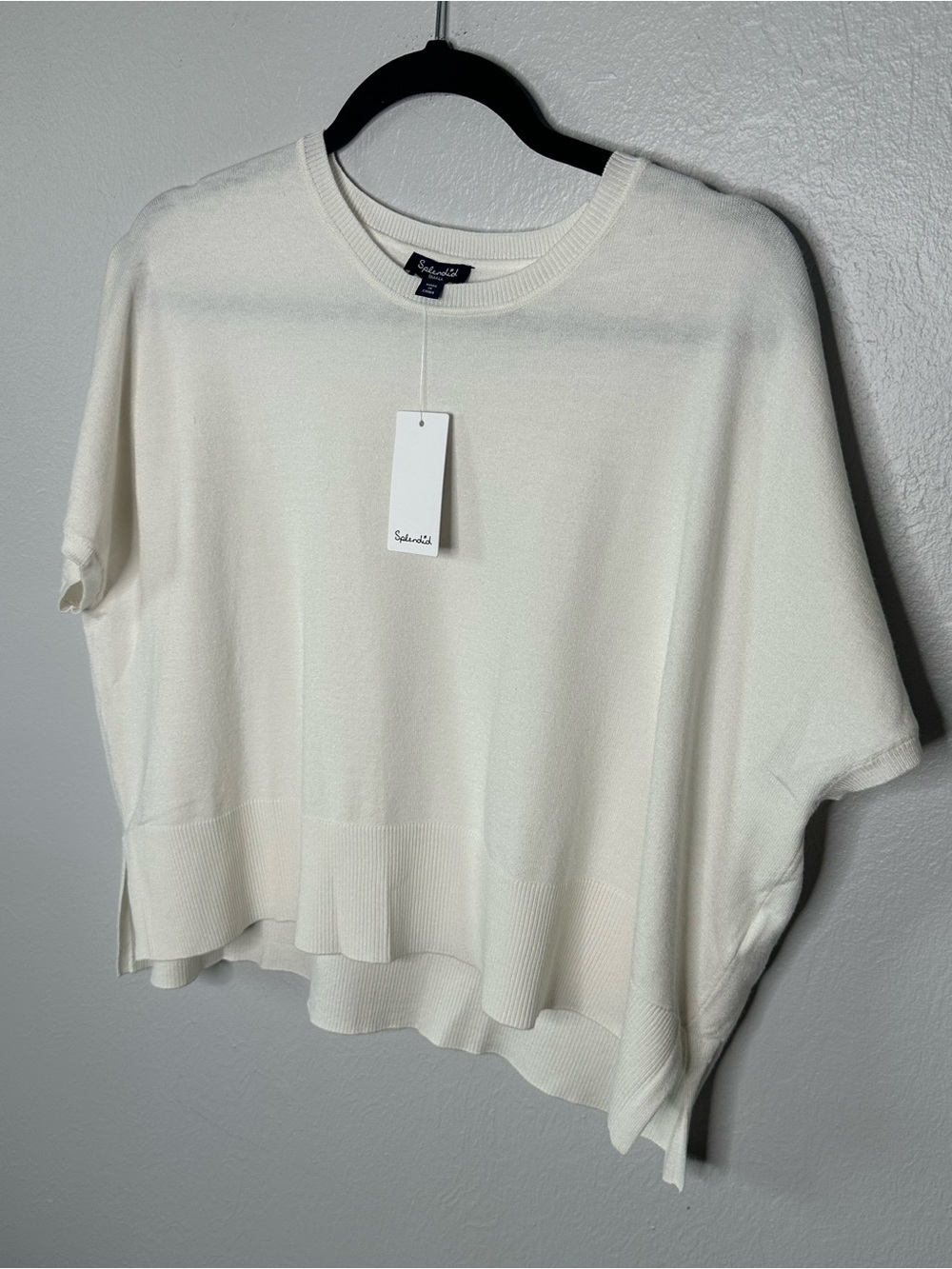 Splendid Cream Short Sleeve Knit Top